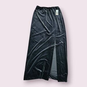 Alex Evenings NWT "Velour" Elegant Chic Leg Cut Out Maxi Black Skirt‎ sz SP